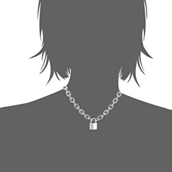 Michael Kors Square Chain Link Padlock Necklace Silver Plate Stainless Steel NWT - Picture 4 of 16